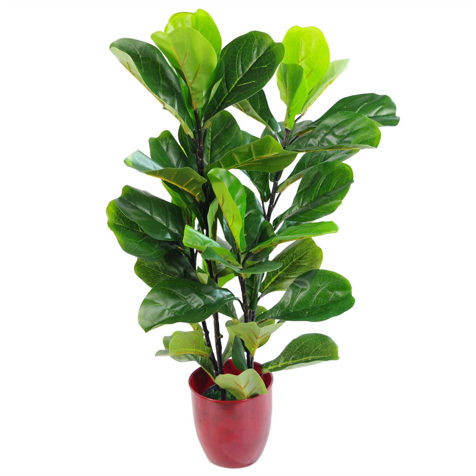 Artificial Plant Fiddle Fig Tree Plant Black Plastic Pot 90cm-3