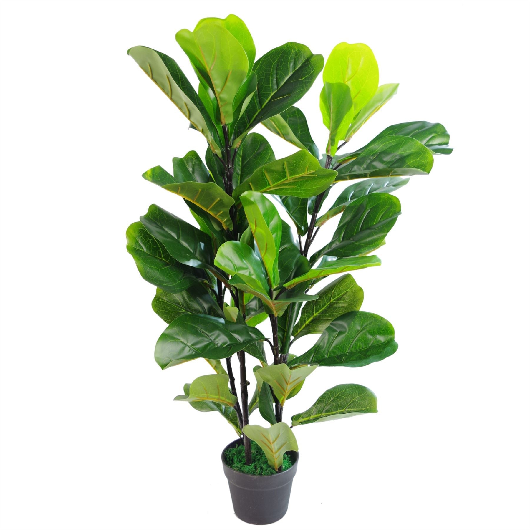 Artificial Plant Fiddle Fig Tree Plant Black Plastic Pot 90cm-0
