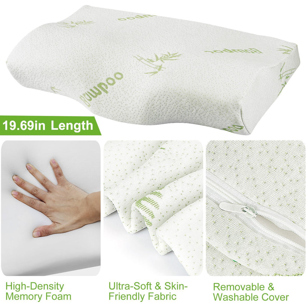 1Pc Bamboo Memory Foam Sleep Pillow Contoured Cervical Orthopedic Pillow Neck Support Breath Pillow
