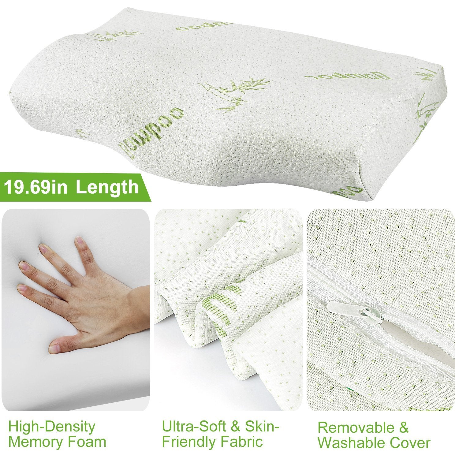 1Pc Bamboo Memory Foam Sleep Pillow Contoured Cervical Orthopedic Pillow Neck Support Breath Pillow