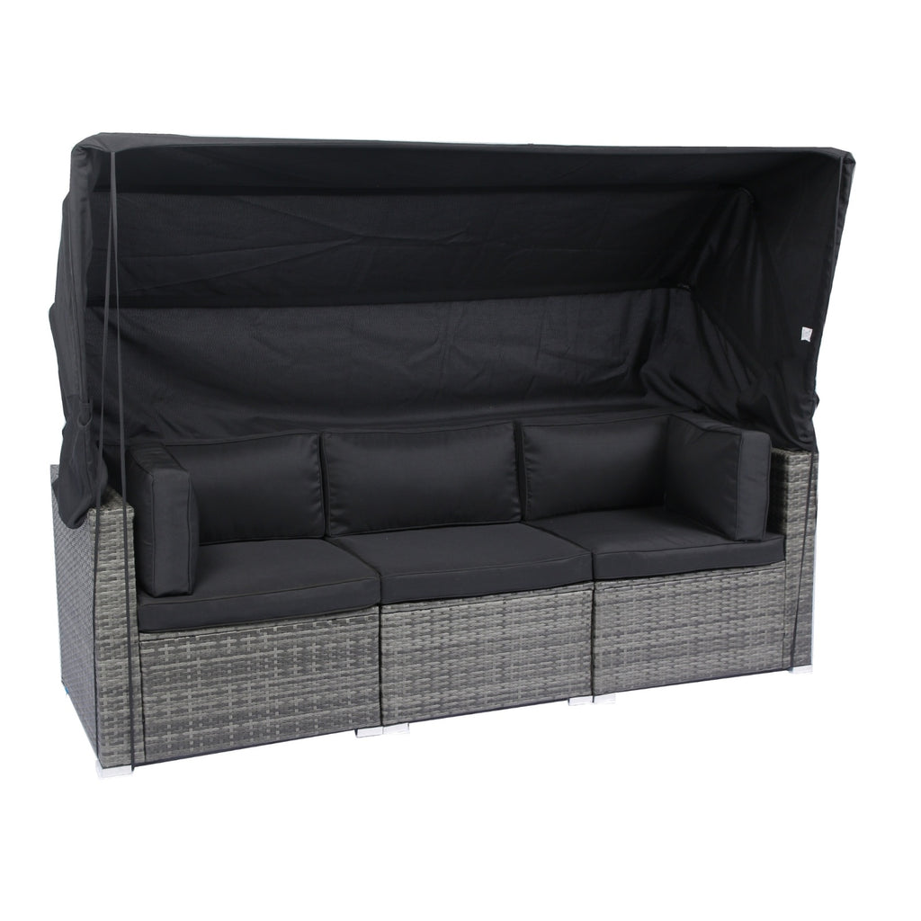 7-Piece Patio Set W Retractable Canopy   Wicker Rattan Sectional Sofa