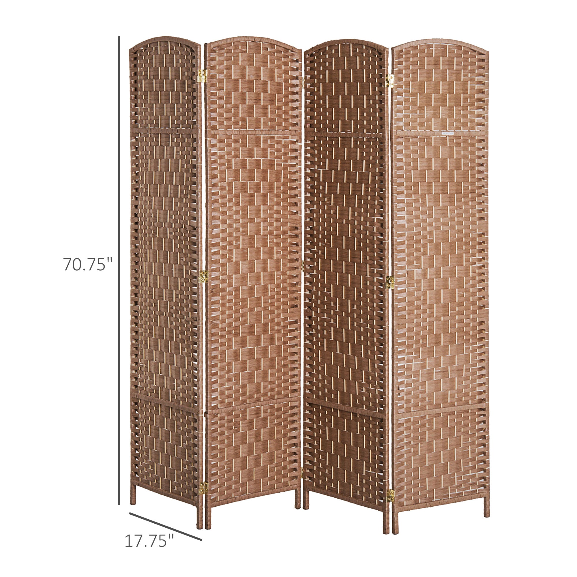 6FT Tall 4-Panel Wicker Weave Room Divider, Folding Privacy Screen, Portable Partition For Bedroom & Home Office, Natural