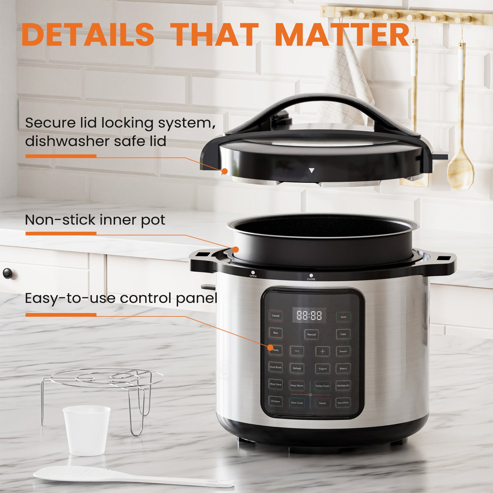 9 In 1 Electric Pressure Cooker, Warmer & Sterilizer, Saute, Slow Cooker, Rice Cooker, Multi-Functional Smart Pot