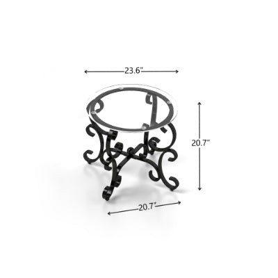3 Piece Tempered Glass Surface Coffee Table Set, Decor Coffee Table Round End Side Table With Sturdy Construction For Living Room Rustic Black
