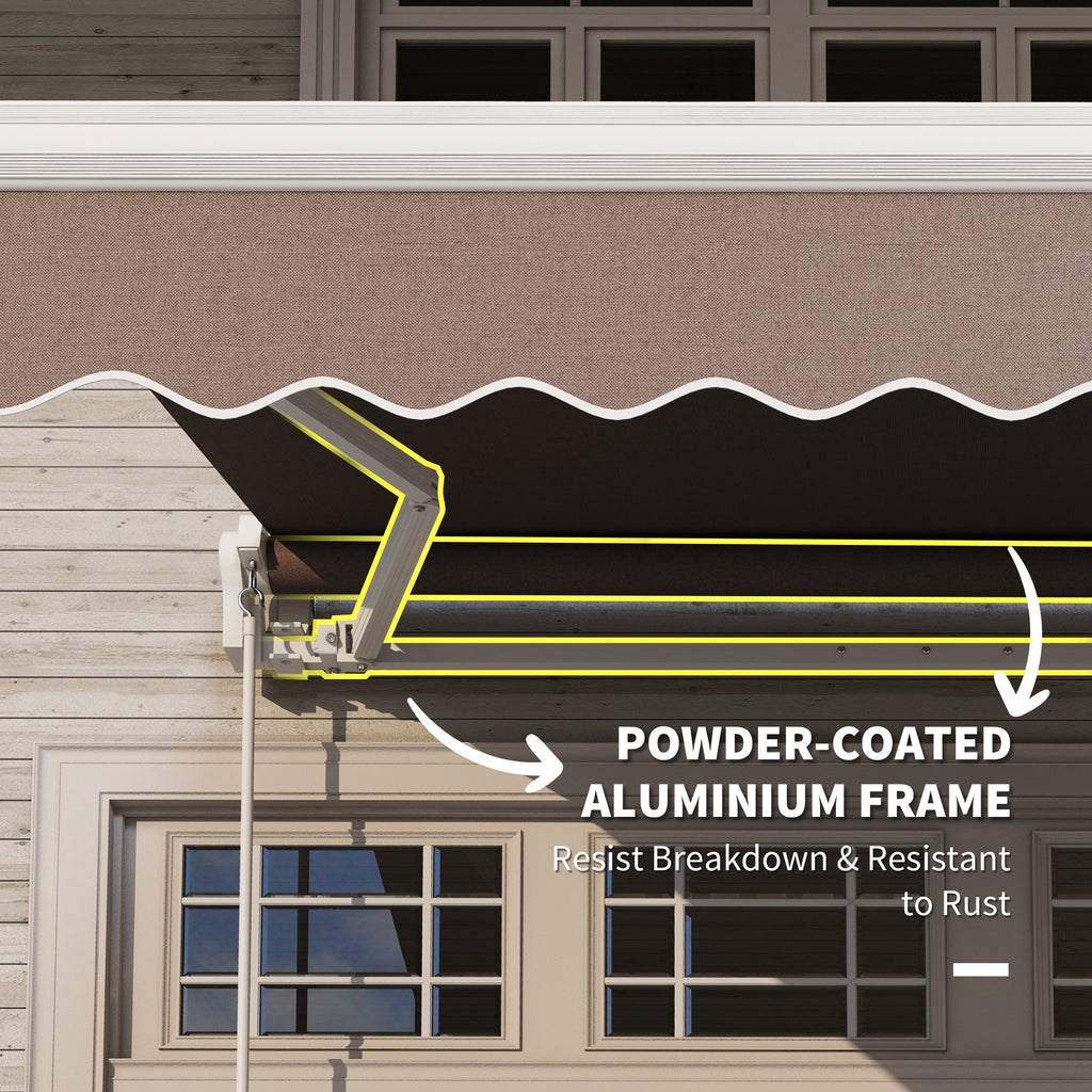 8' X 6.6' Patio Retractable Awning Manual Exterior Sun Shade Deck Window Cover, Brown