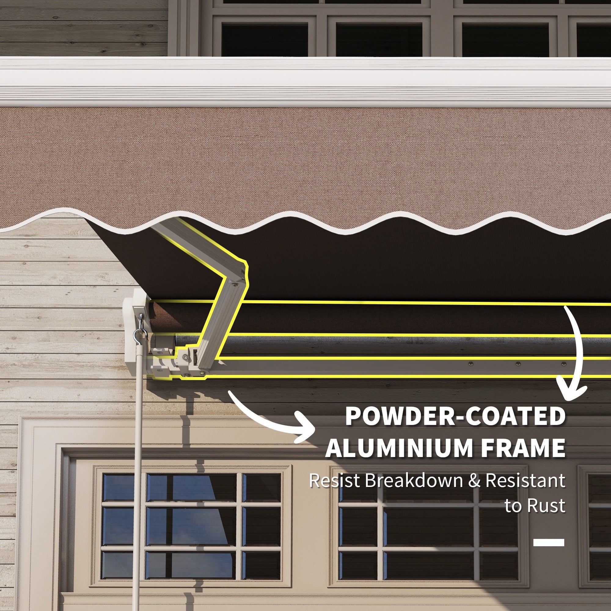 8' X 6.6' Patio Retractable Awning Manual Exterior Sun Shade Deck Window Cover, Brown