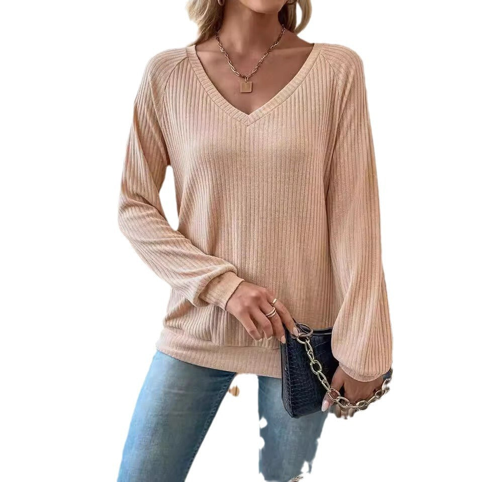 Back Stitching Lace Lace Cutout Raglan Sleeve Long Sleeve Top