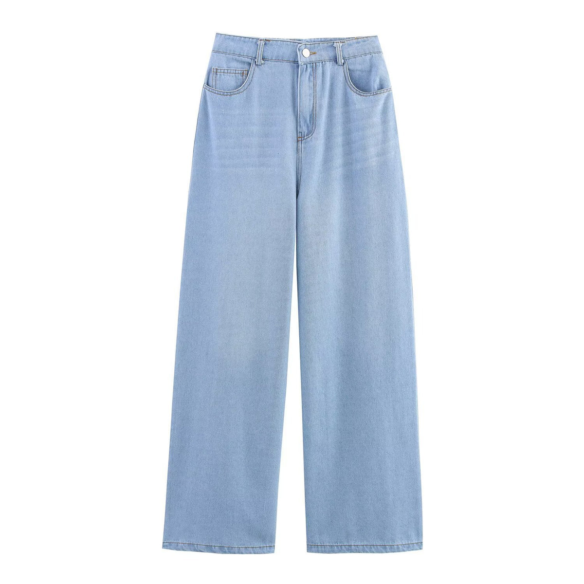 Women's Puff Sleeves Denim Shirt Jeans Suit