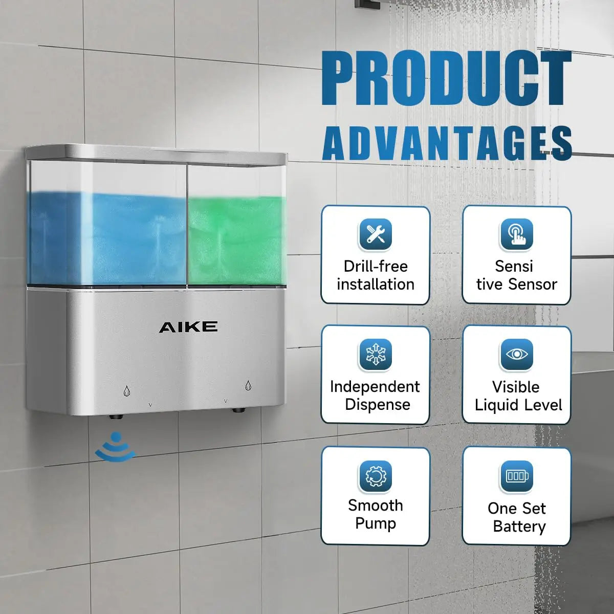 AIKE Shower Dispenser Touch-Free Wall Mount-2