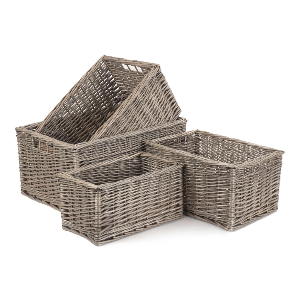 Antique Wash Unlined Wicker Storage Basket-0