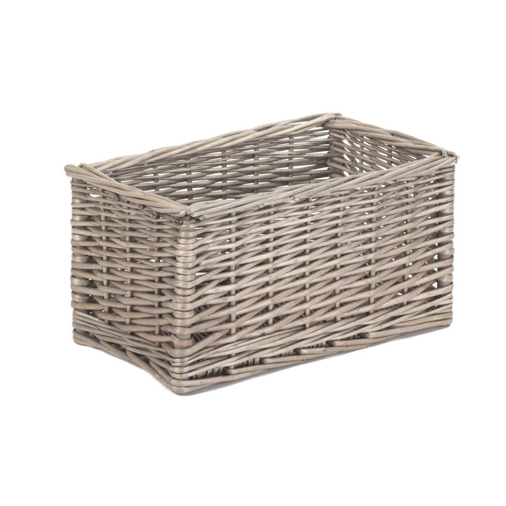 Antique Wash Unlined Wicker Storage Basket-1