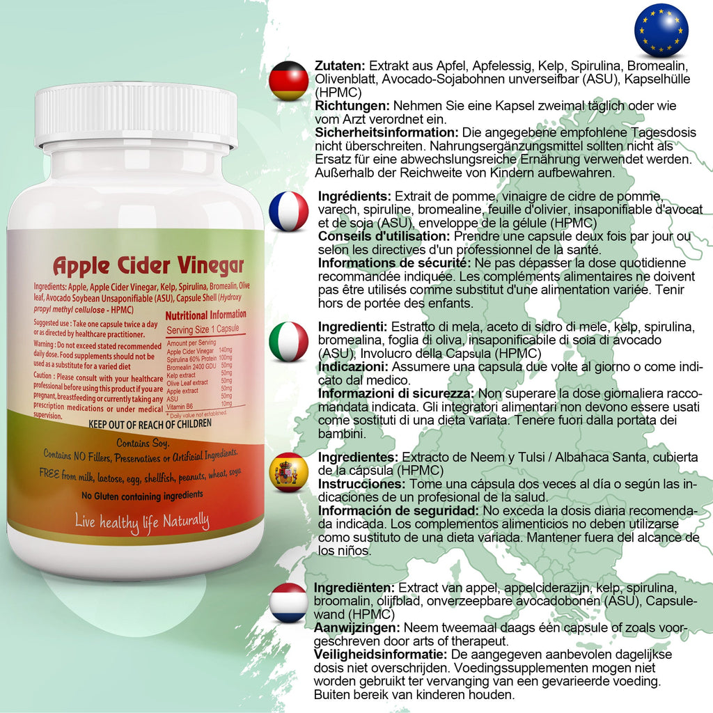 Apple Cider Vinegar Capsule with Kelp, Spirulina, Bromelain, Olive Leaf-1