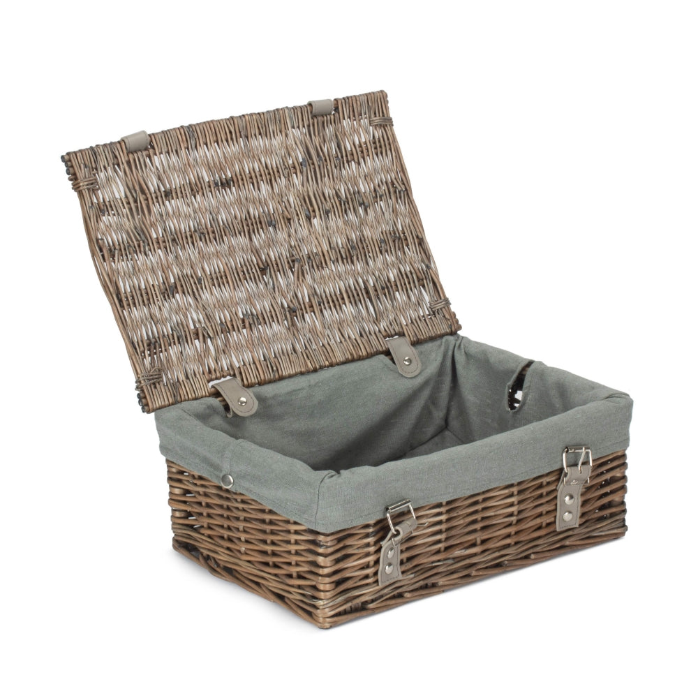 36cm Antique Wash Willow Wicker Picnic Basket-7