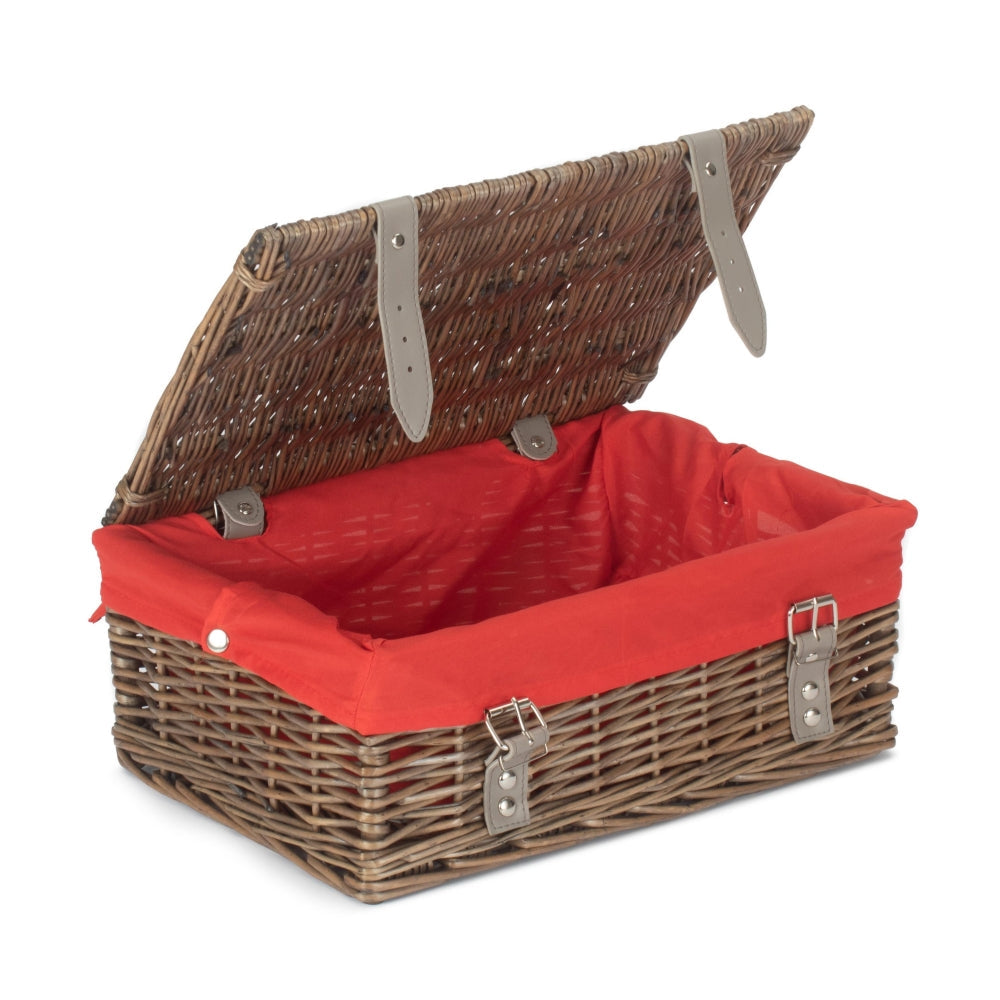 36cm Antique Wash Willow Wicker Picnic Basket-5