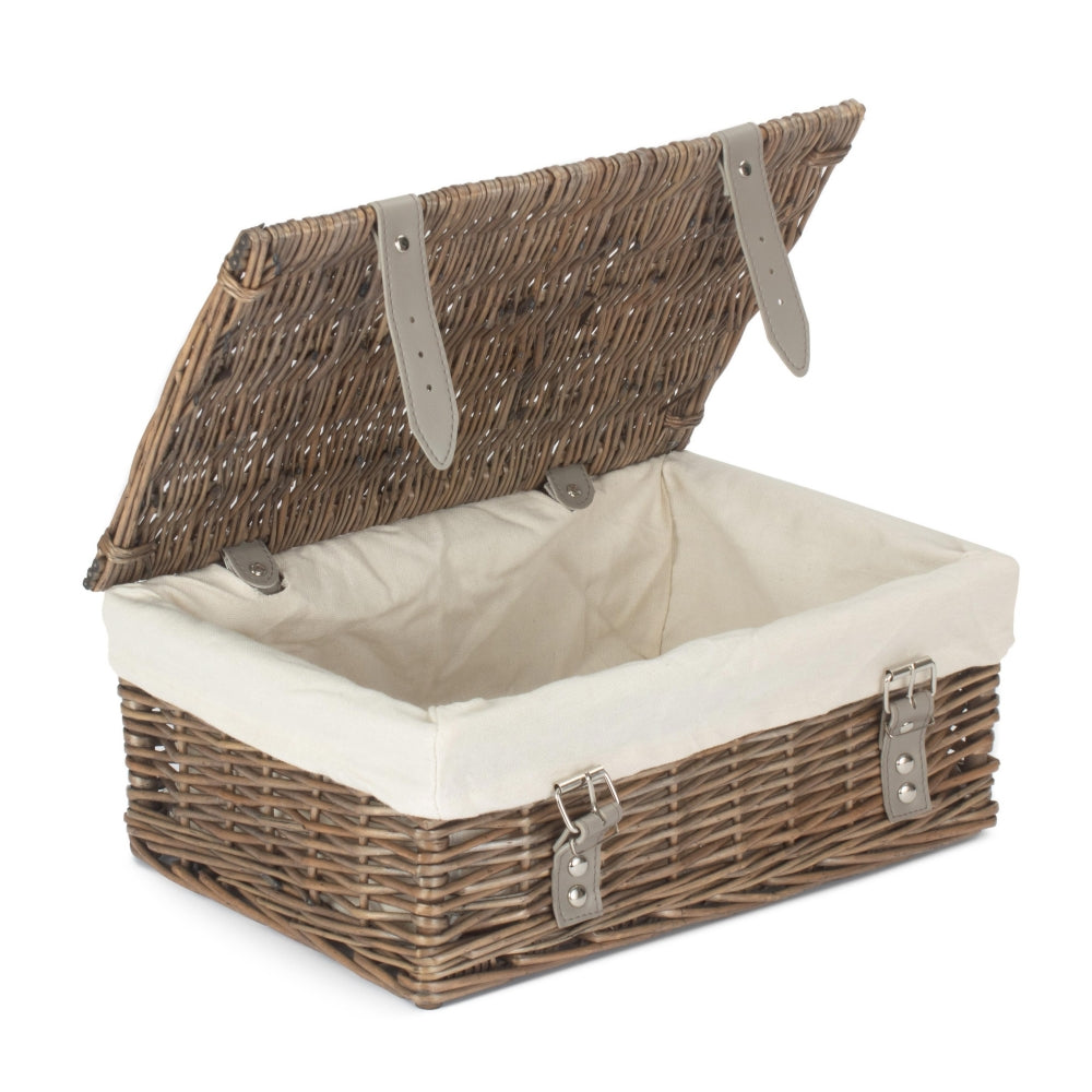36cm Antique Wash Willow Wicker Picnic Basket-6