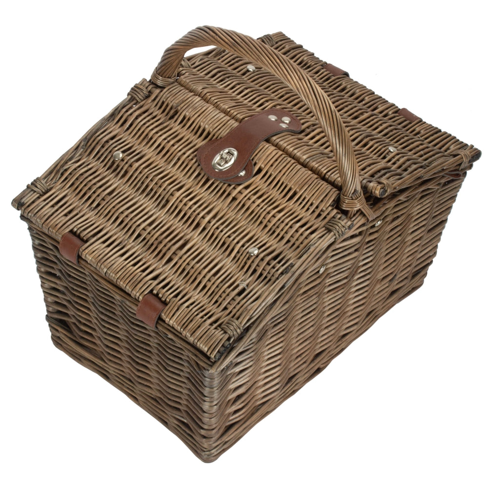 2 Person Nature Pattern Butterfly Lidded Fitted Picnic Basket-2