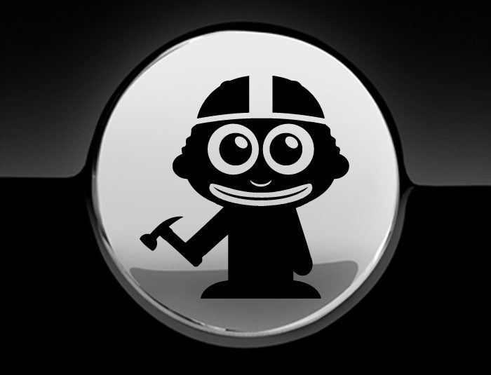 Adorable Construction Worker Fuel Cap Car Sticker-2