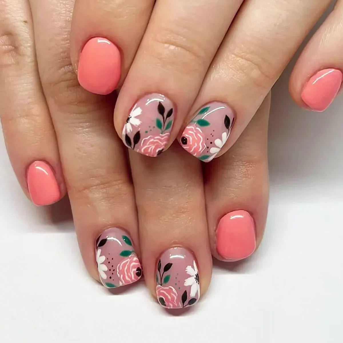 24Pcs Cute Green Square Press On Nails-8