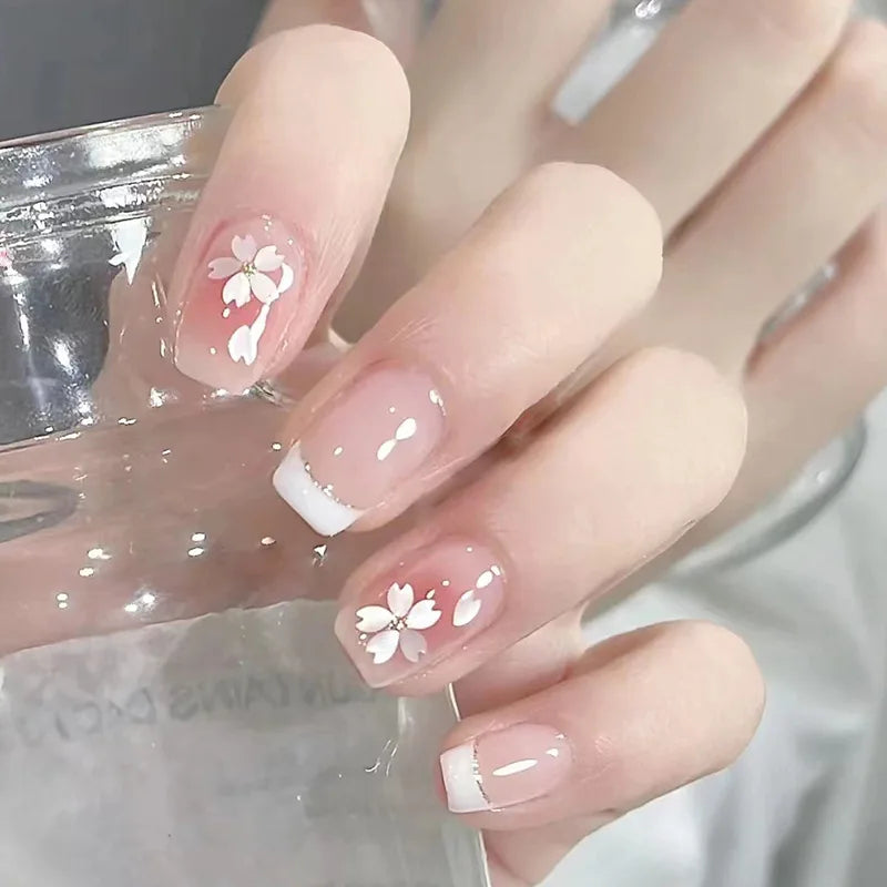 24pcs Spring Summer Flower Butterfly Press On Nails-10