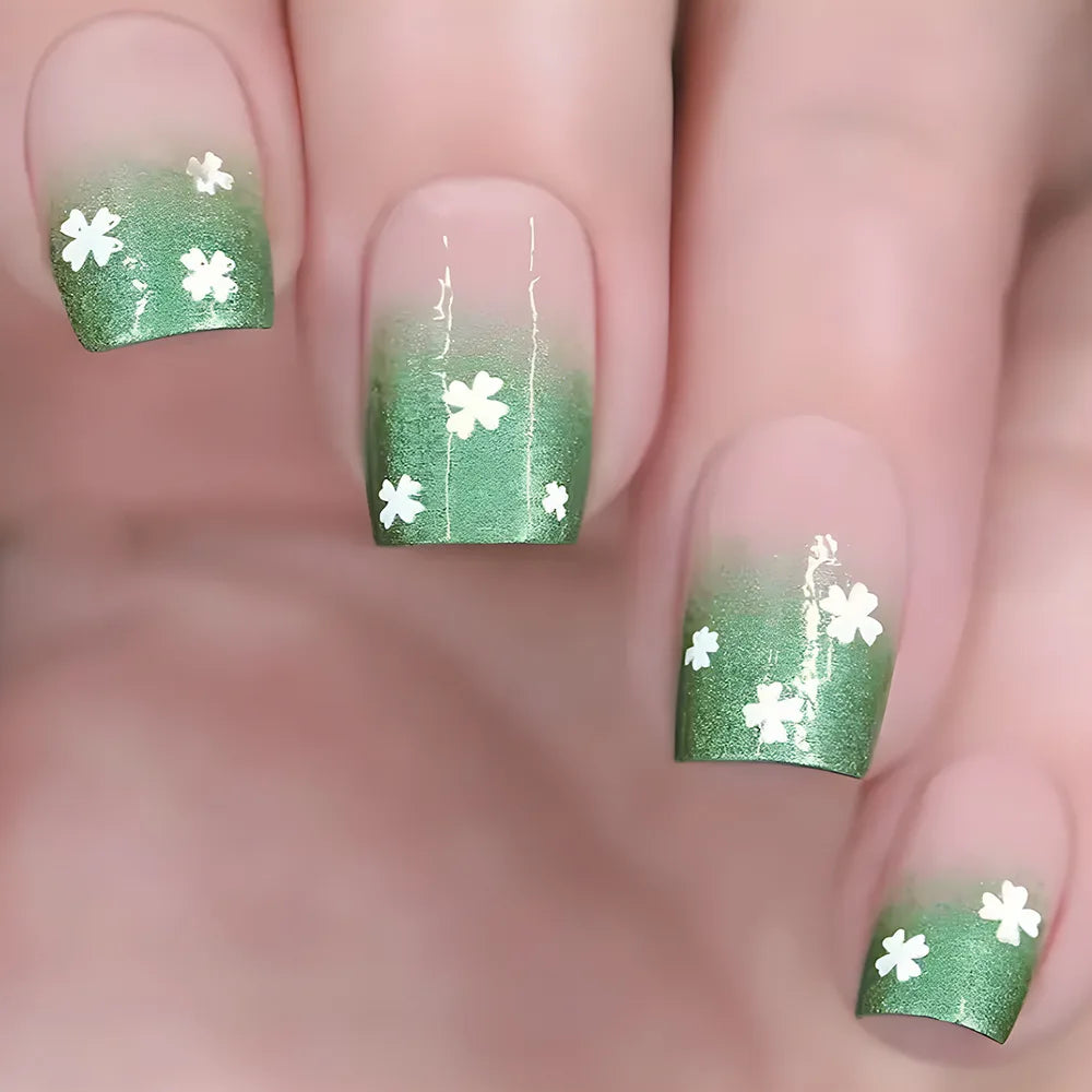 24pcs Spring Summer Flower Butterfly Press On Nails-5