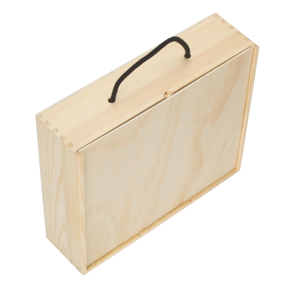 3 Beer Bottle Pinewood Carry Case with Solid Lid-1