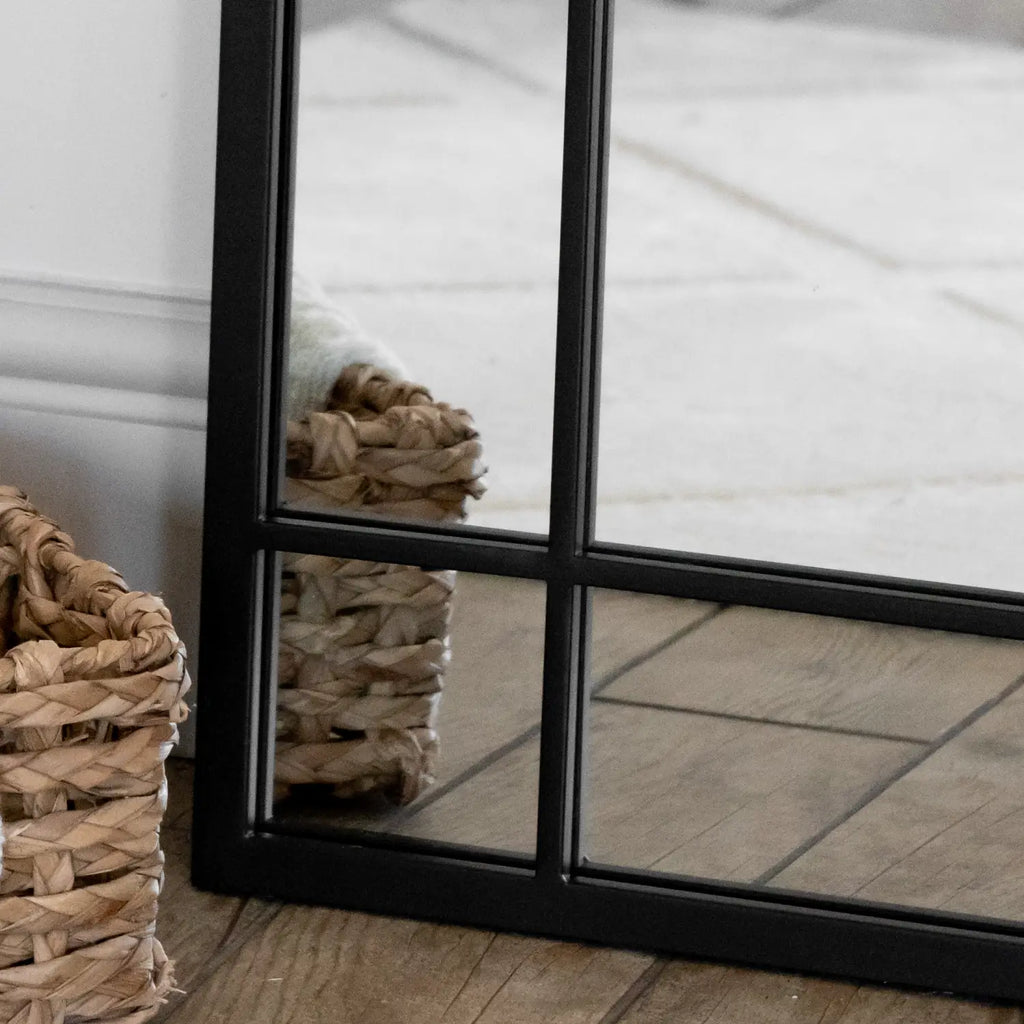 Aimi - Full Length Black Metal Rectangle Window Mirror - 180cm x 90cm-1