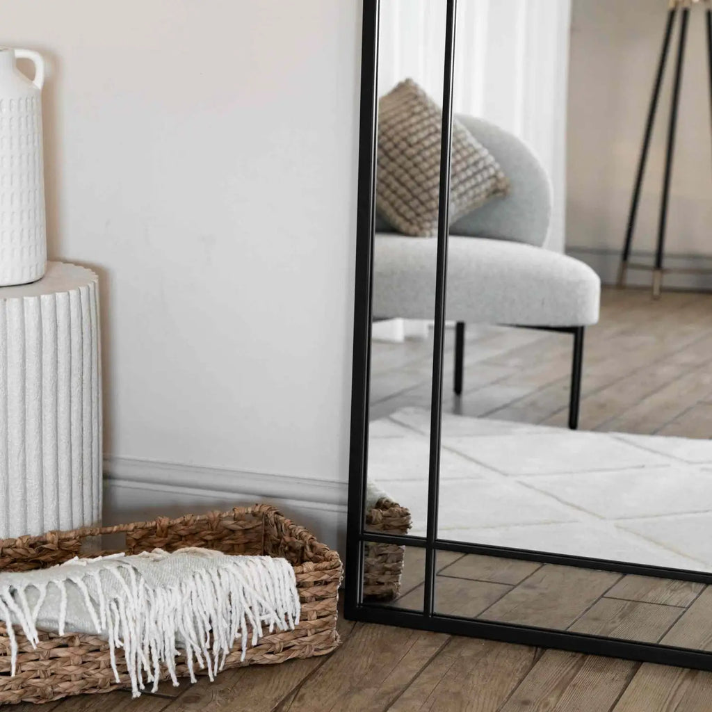 Aimi - Full Length Black Metal Rectangle Window Mirror - 180cm x 90cm-3