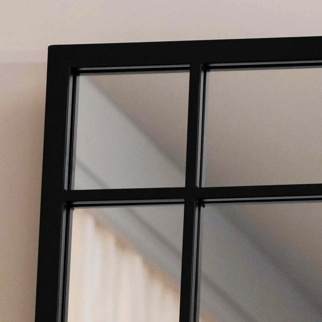 Aimi - Full Length Black Metal Rectangle Window Mirror - 180cm x 90cm-2
