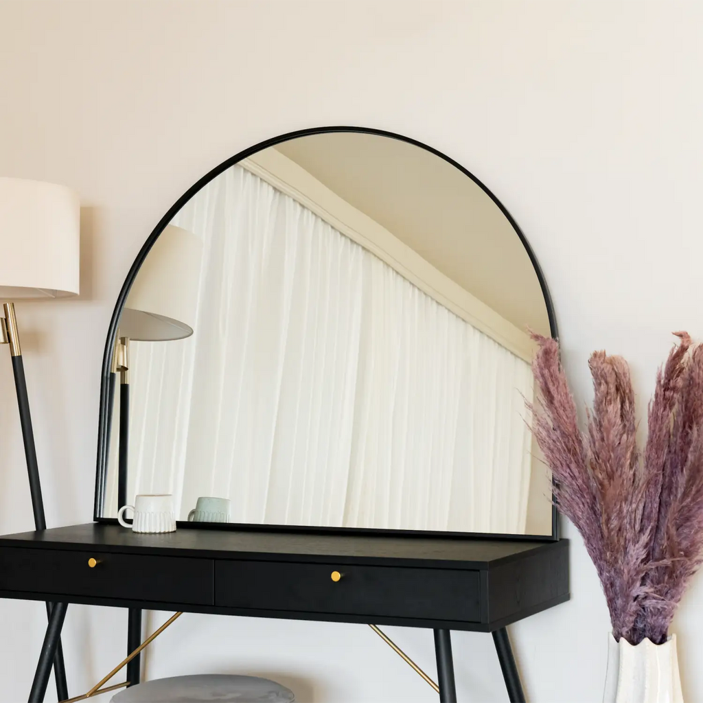 Akiko - Black Metal Arched Mirror - 95cm x 120cm-1