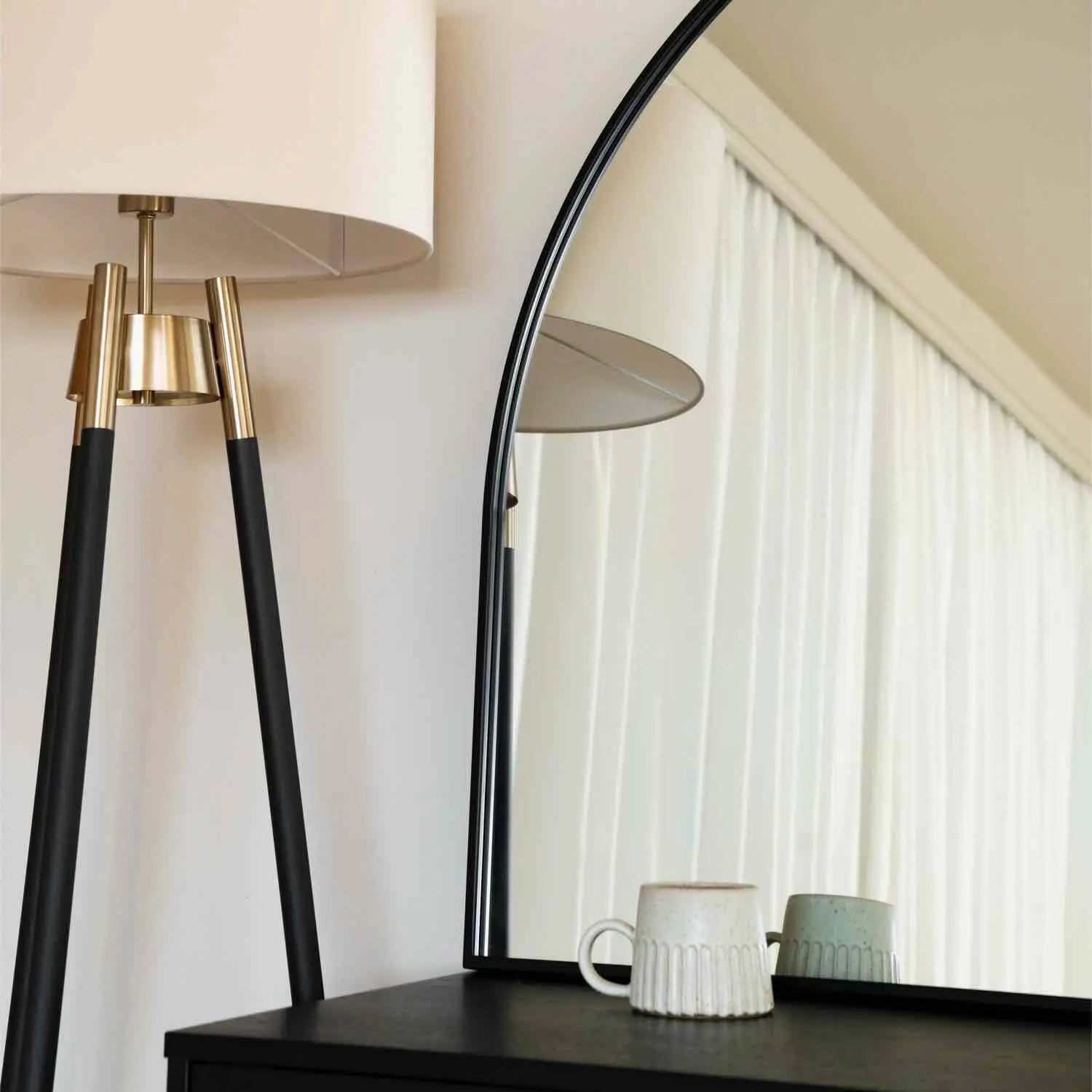 Akiko - Black Metal Arched Mirror - 95cm x 120cm-3