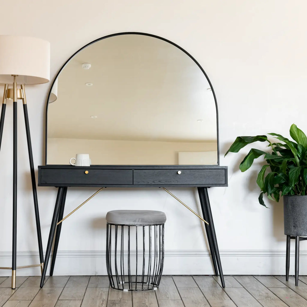 Akiko - Black Metal Arched Mirror - 95cm x 120cm-2