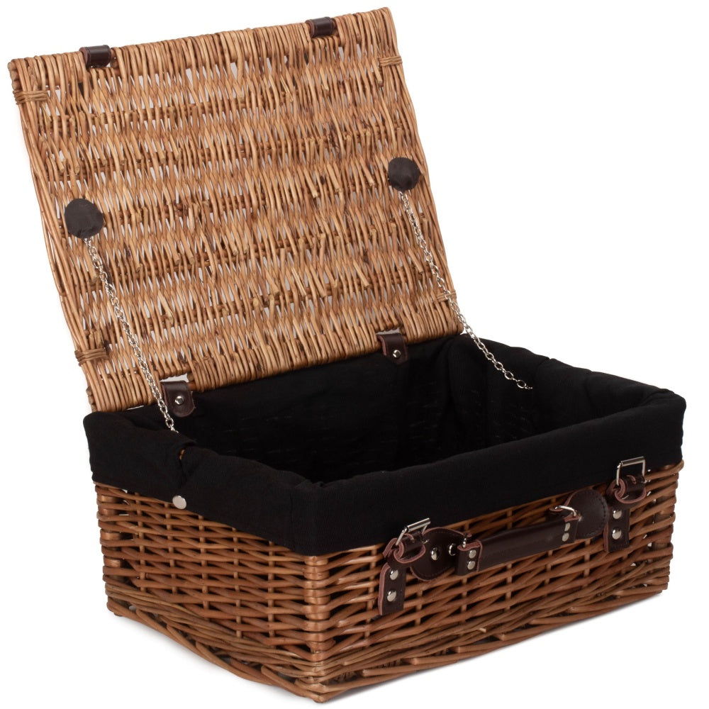 40cm Double Steamed Wicker Picnic Basket-0