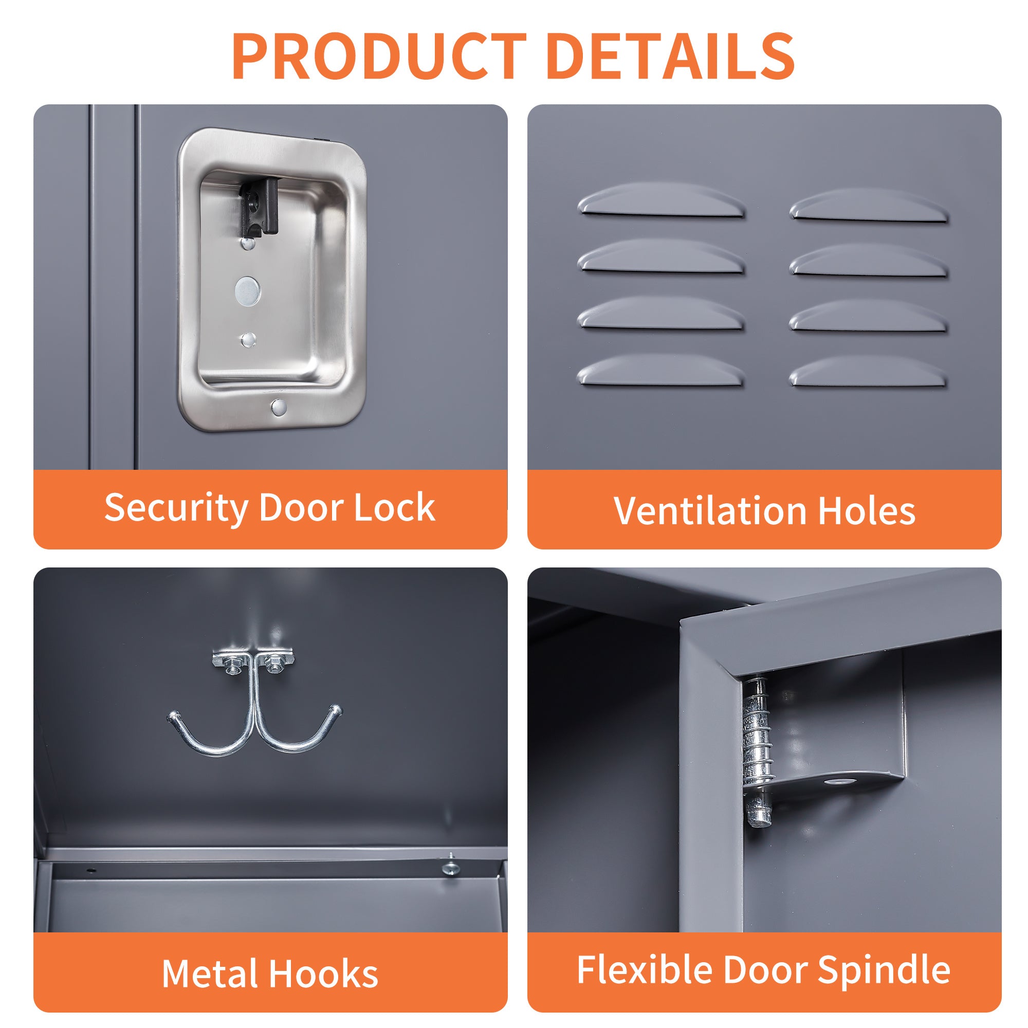 6 Door Metal Lockers With Lock For Employees,Storage Locker Cabinet  For Home Gym Office School Garage,Gray