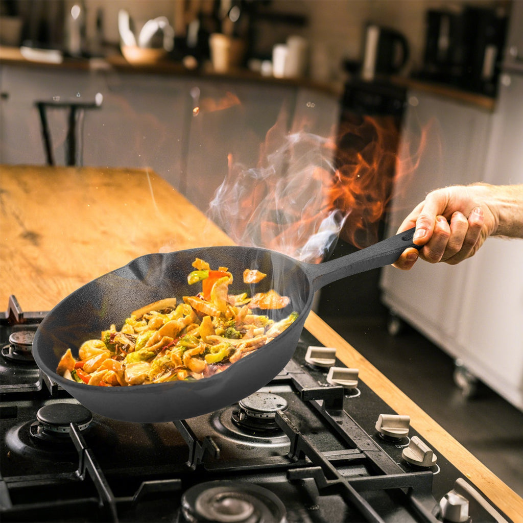 3pcs Pre-Seasoned Cast Iron Skillets, 8 In, 10 In, & 12 In Cast Iron Frying Pans With Handles, Safe Grill Cookware Set With Non-Stick Surface, Cast Iron Pans For Indoor & Outdoor Use