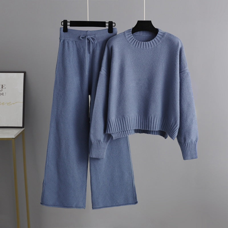 Fashionable Casual Knitted Pants Set For Women