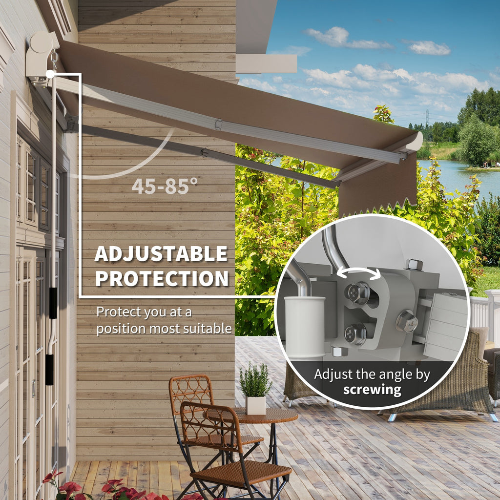 8' X 6.6' Patio Retractable Awning Manual Exterior Sun Shade Deck Window Cover, Brown
