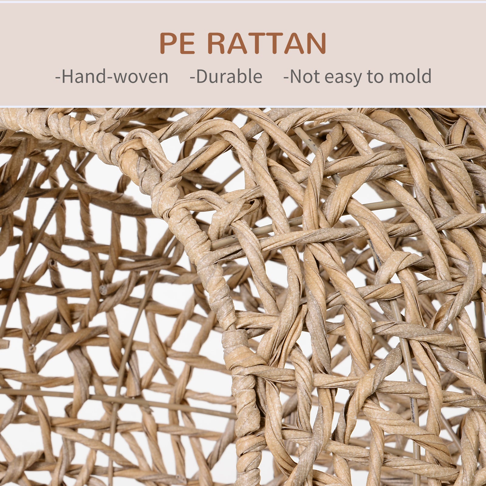20.5 Weaved Cat Bed Hand-Woven Braided Banana Leaf Kitten House Condo With Cushion Natural