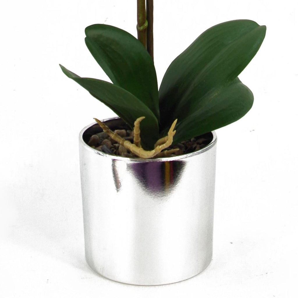 Artificial Orchid Red Silver Pot 46cm-3