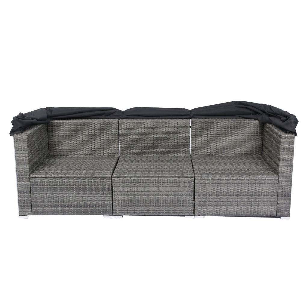7-Piece Patio Set W Retractable Canopy   Wicker Rattan Sectional Sofa