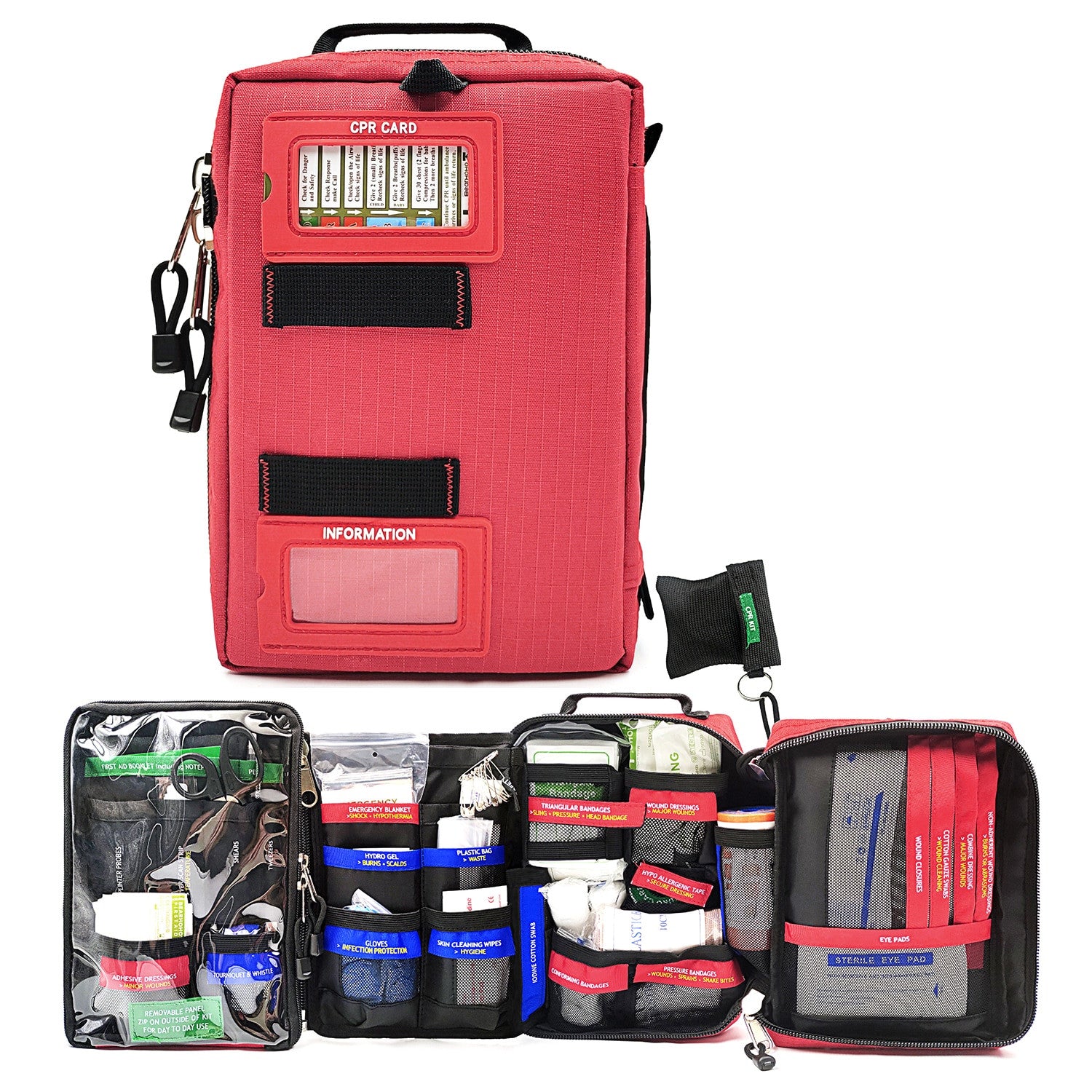 255 pcs First Aid Kit 4 Section Portable Trauma Bag Emergency Medical-0