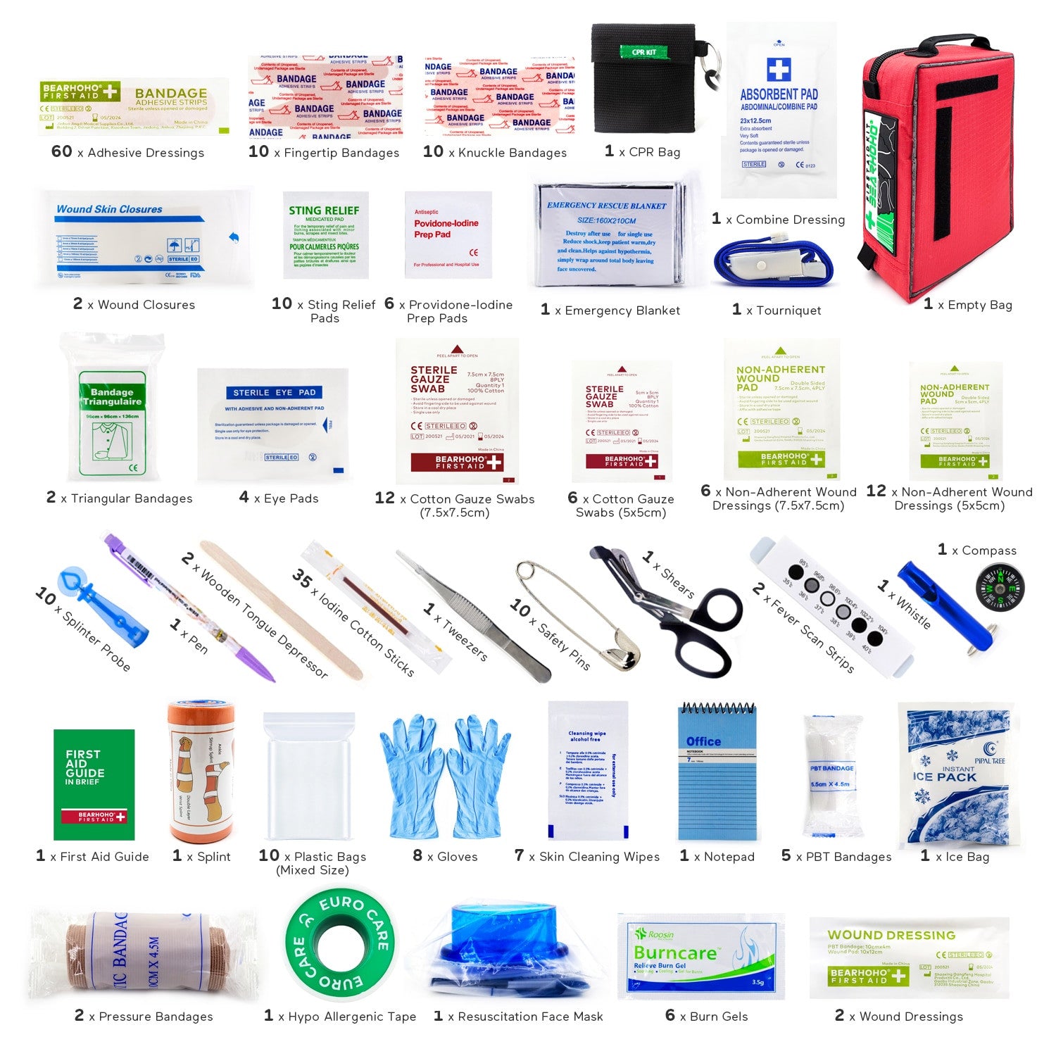 255 pcs First Aid Kit 4 Section Portable Trauma Bag Emergency Medical-4