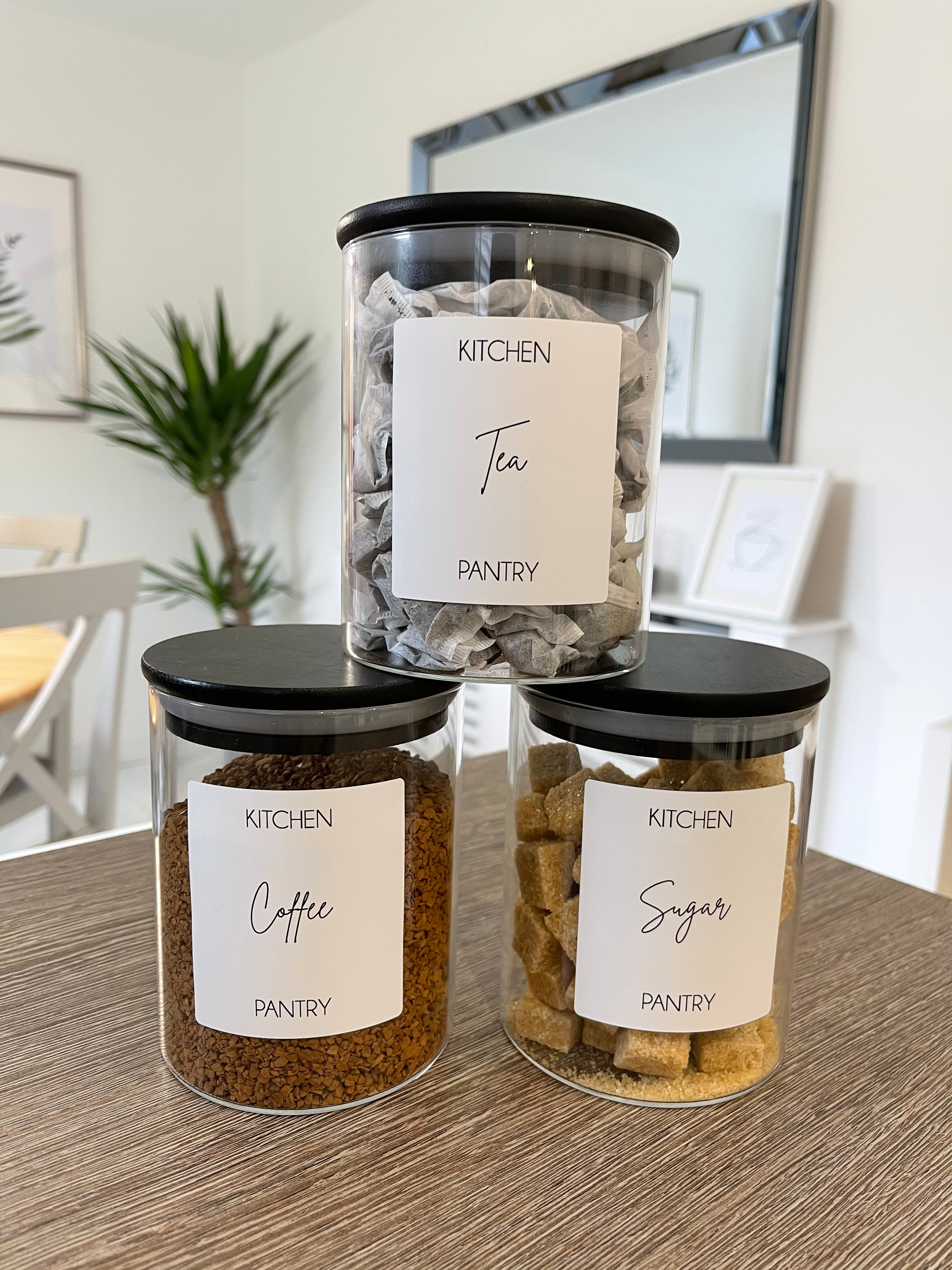 Basic Pantry Personalised Jar Labels Sticker Bundle Fancy Font - 12 Labels-0