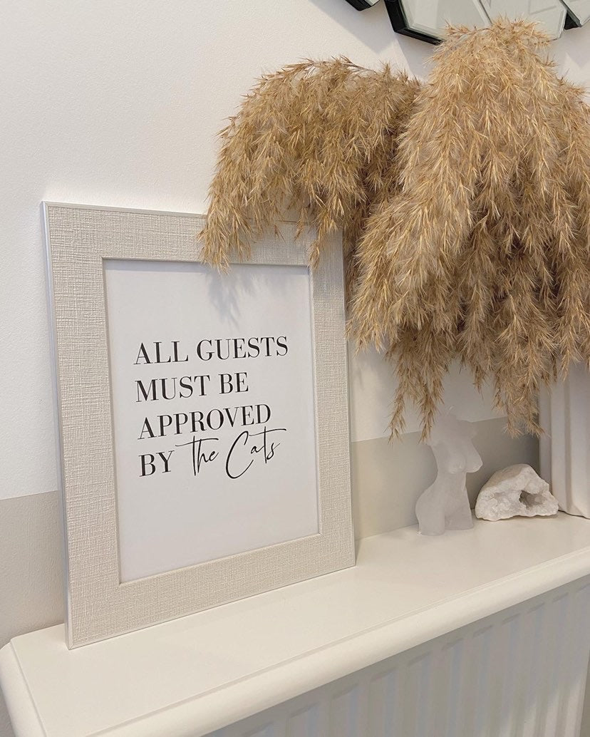 All Guests Must Be Approved By The Cats Animal Wall Decor Simple Print-0
