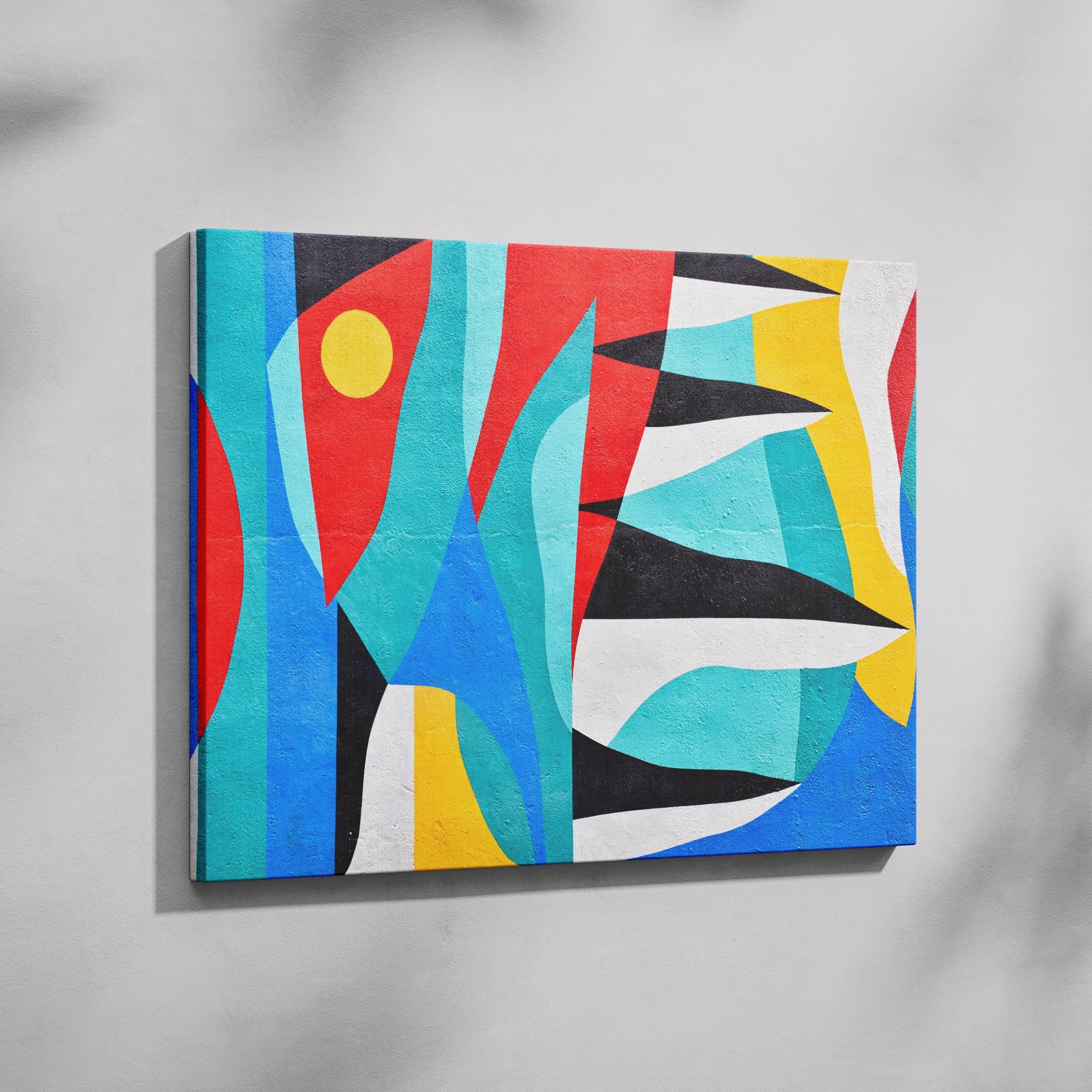 Abstract Graffiti Tides in Motion - Framed Canvas Wall Art Print-4