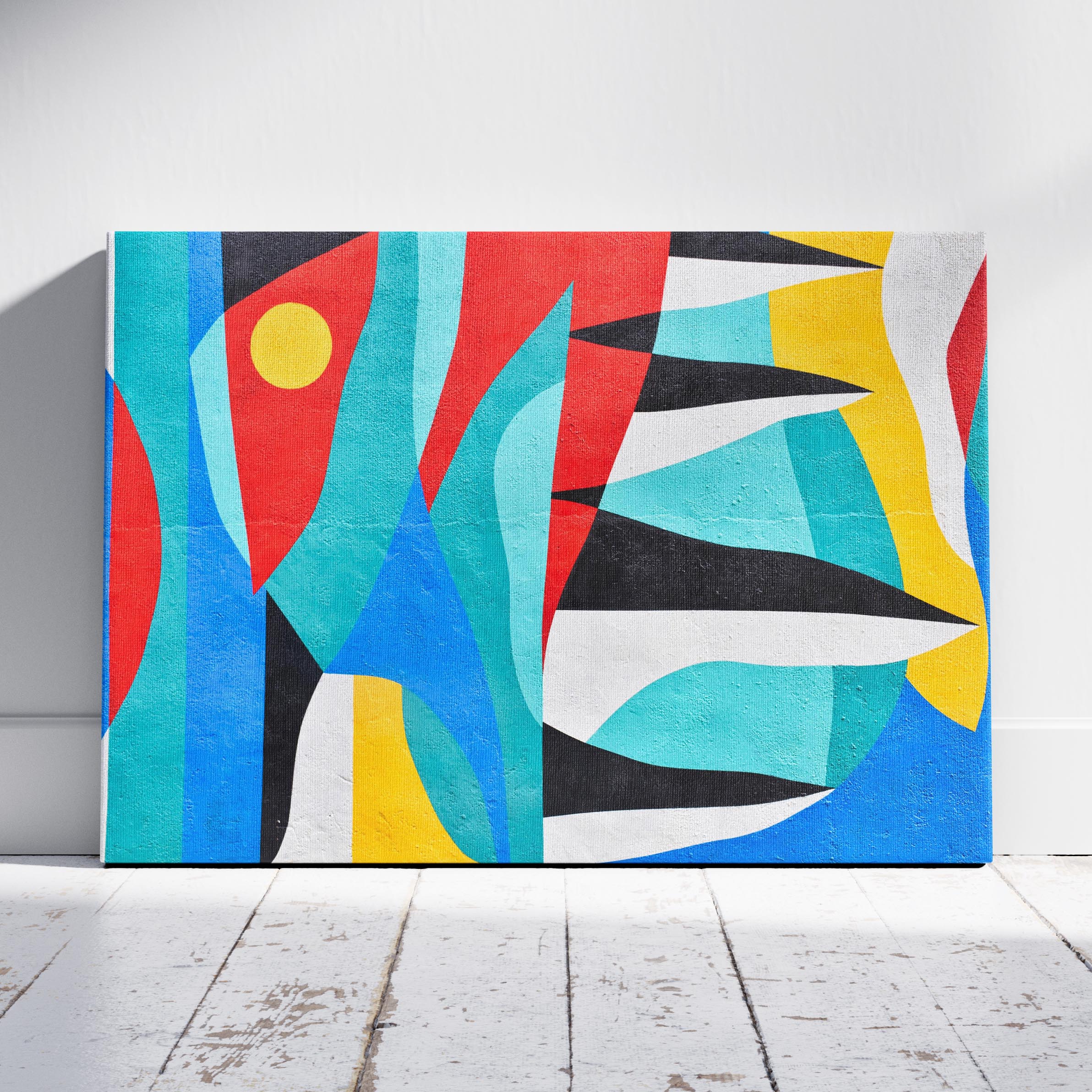 Abstract Graffiti Tides in Motion - Framed Canvas Wall Art Print-0