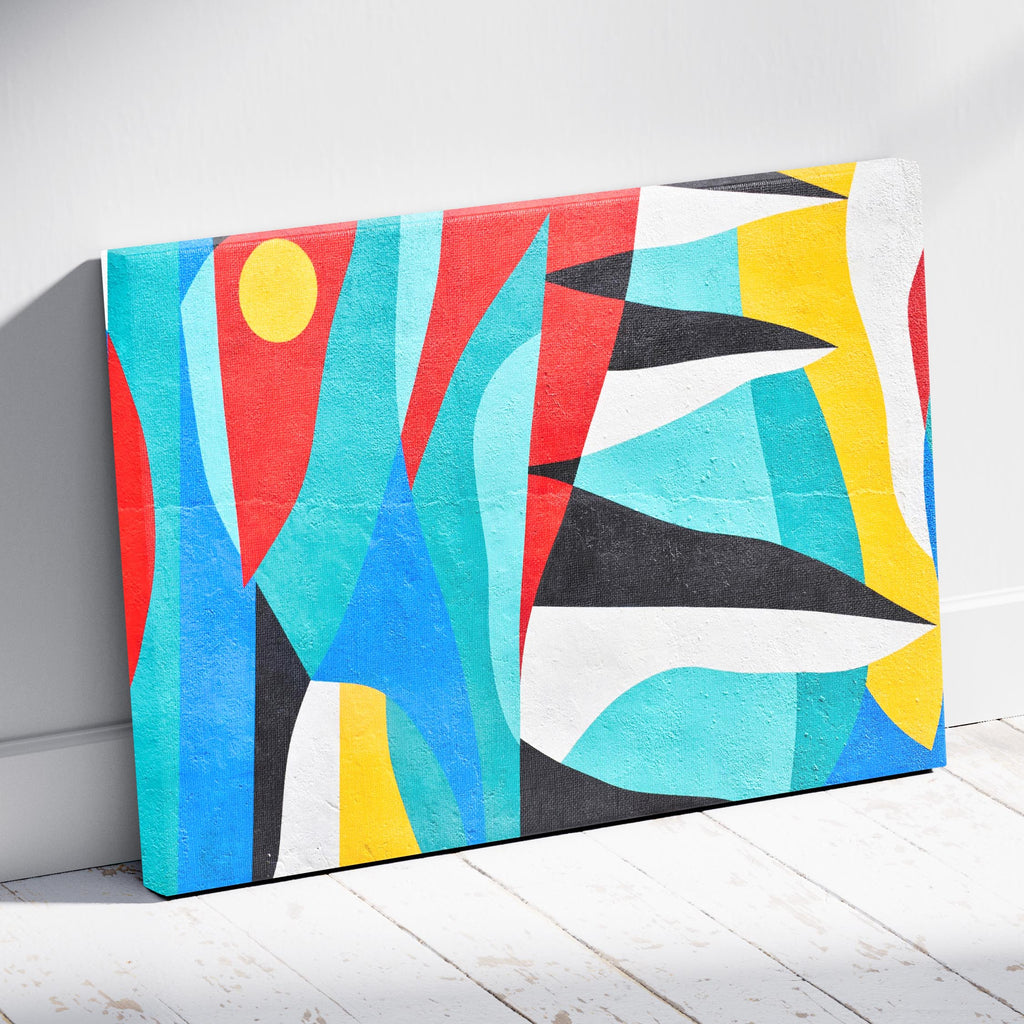 Abstract Graffiti Tides in Motion - Framed Canvas Wall Art Print-2
