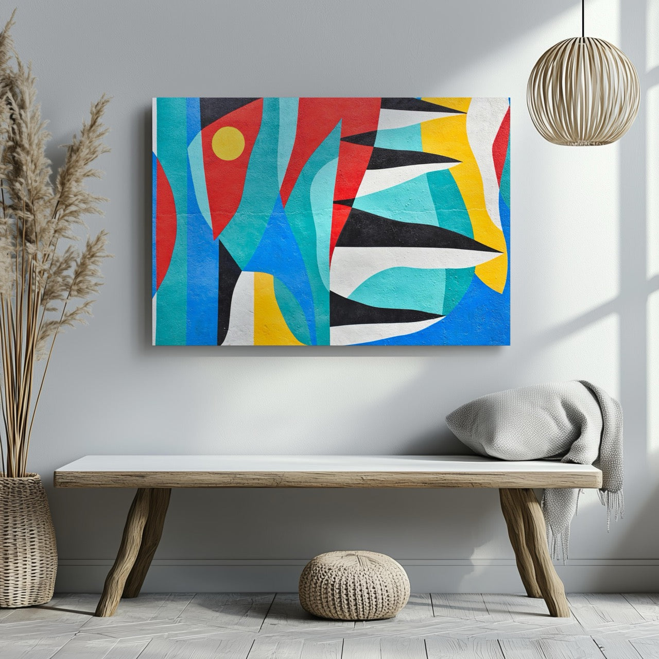 Abstract Graffiti Tides in Motion - Framed Canvas Wall Art Print-3
